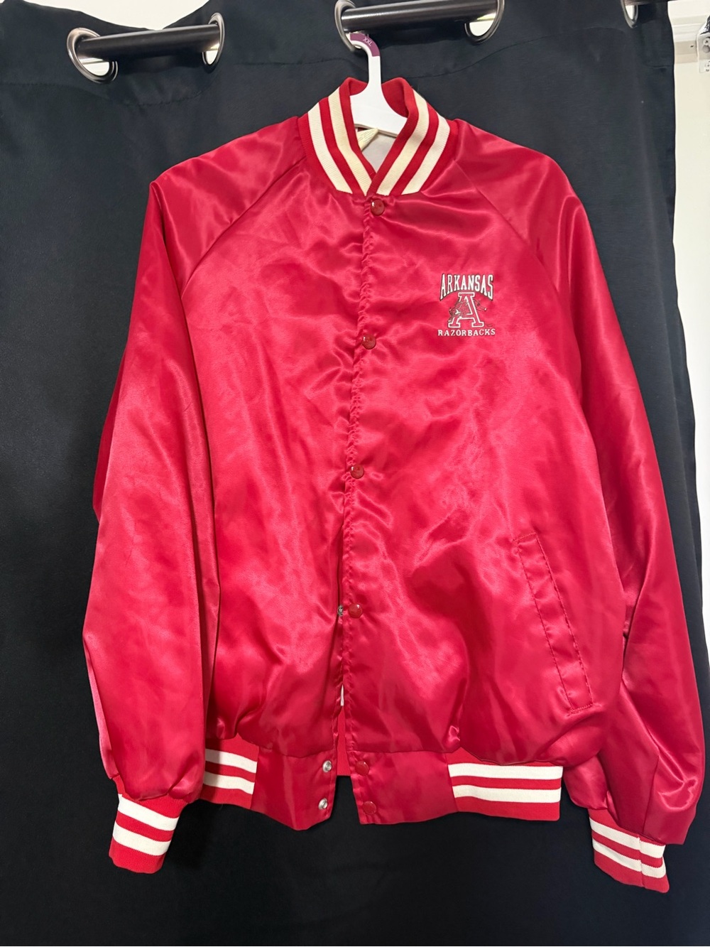 Arkansas Razorbacks Red Satin Bomber Jacket